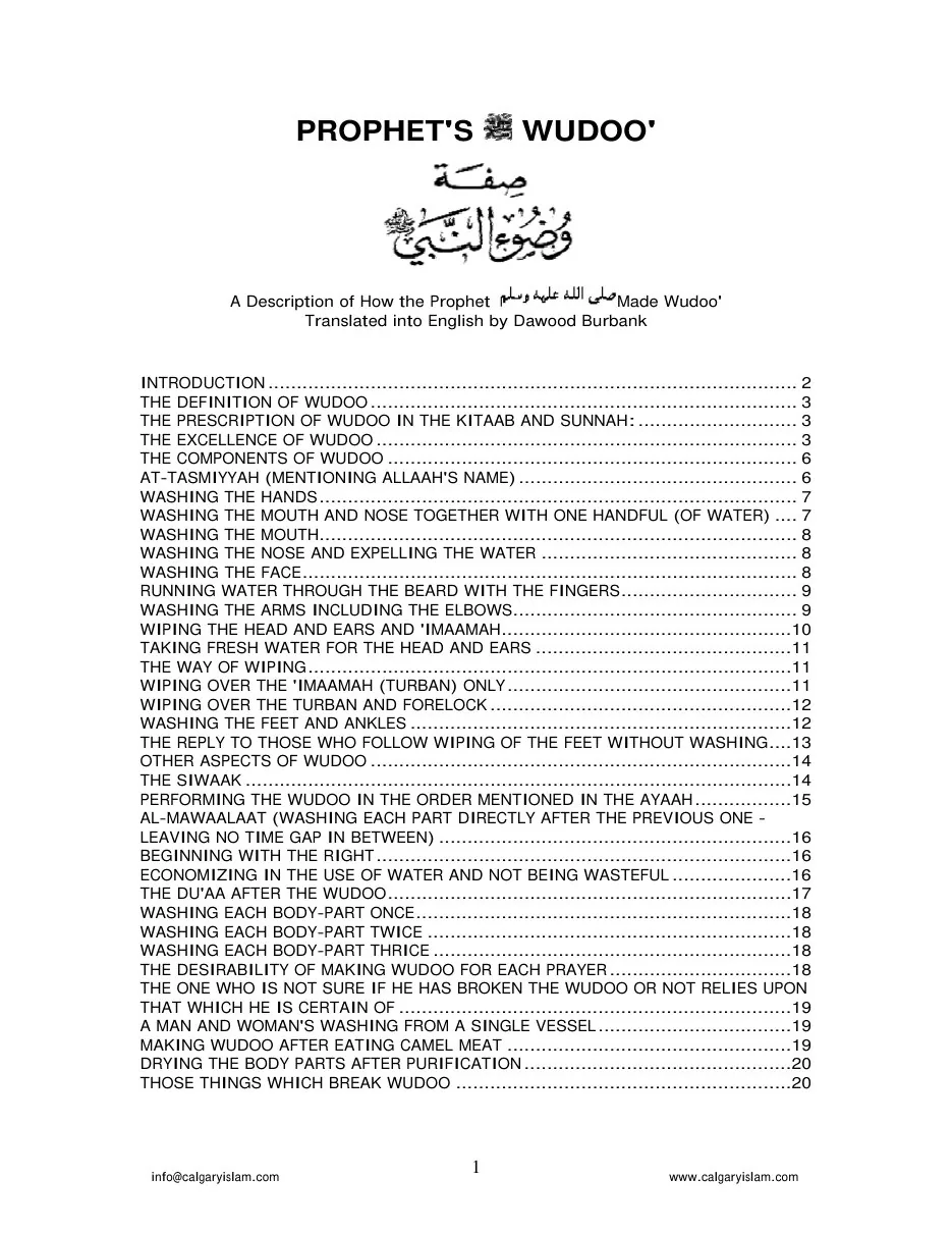 A Description of the Wudhu' of the Prophet, Comprehensive guide to prophetic ablution preview 4