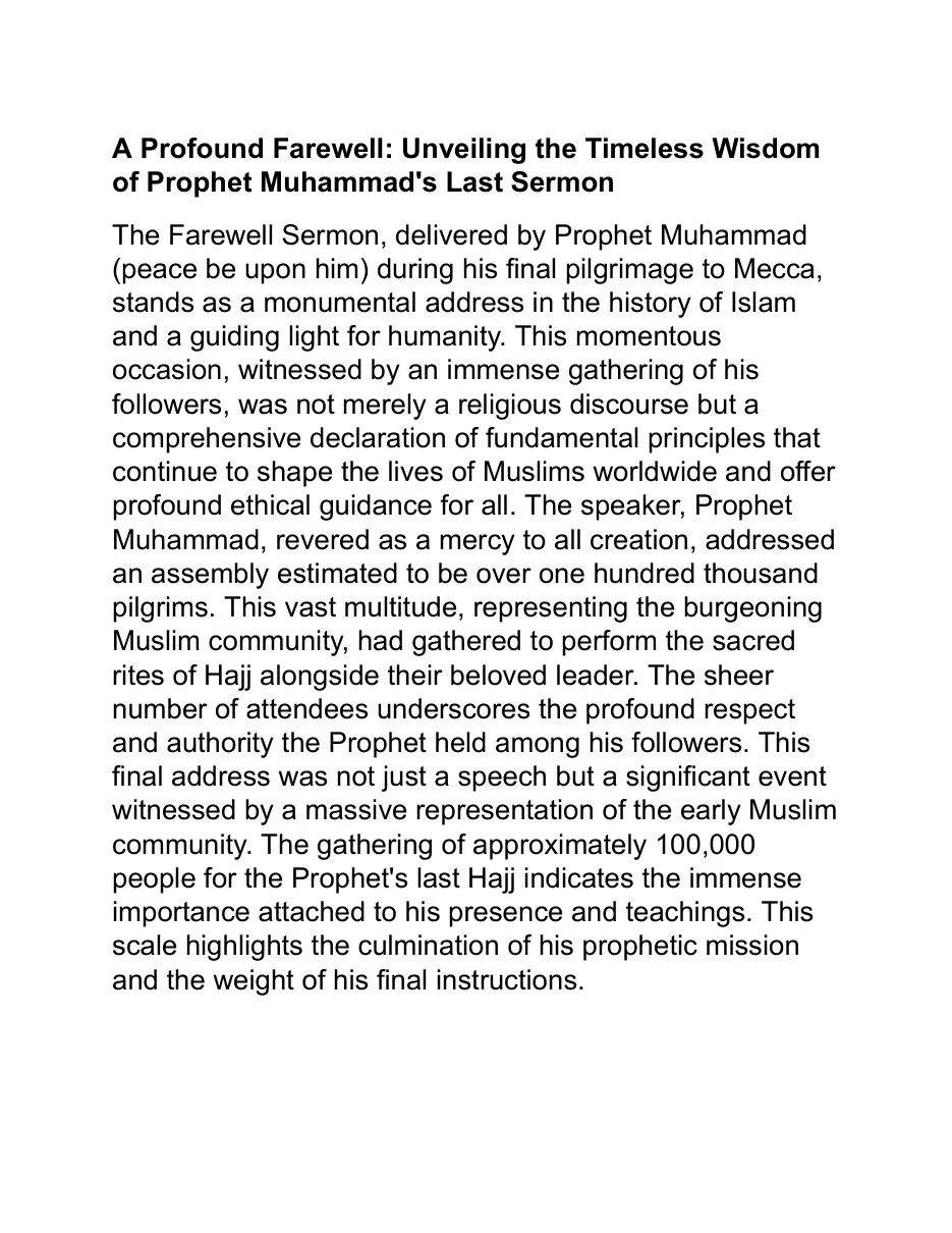 A Profound Farewell: Unveiling the Timeless Wisdom of Prophet Muhammad's Last Sermon preview 3