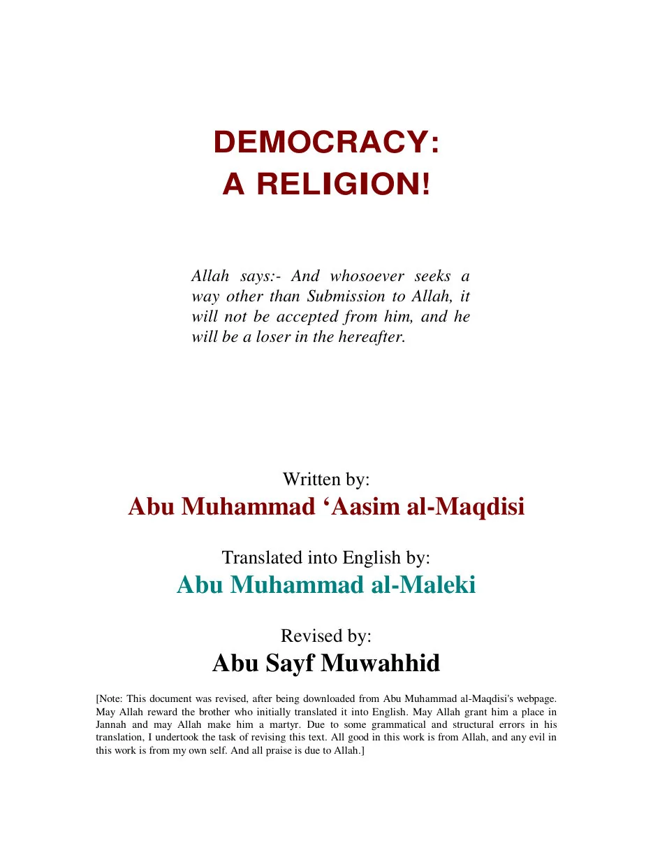 Democracy - A Religion, An analysis of democracy from an Islamic perspective preview 5