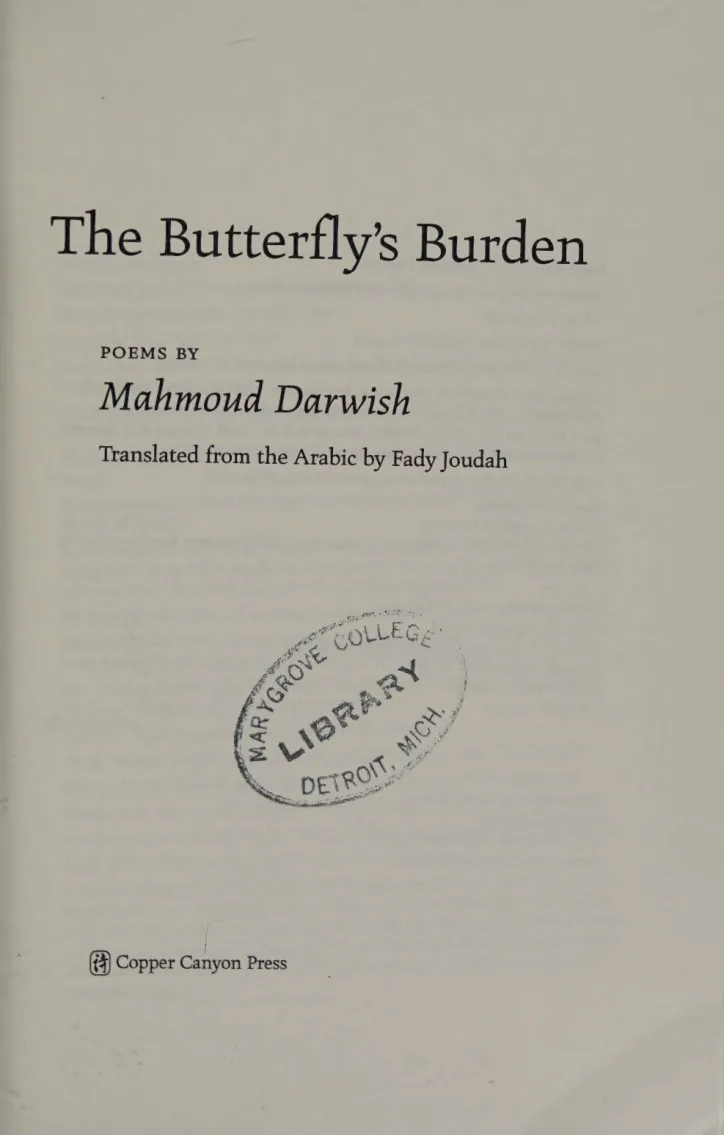 The Butterfly's Burden, Poetry collection by Mahmoud Darwish preview 5