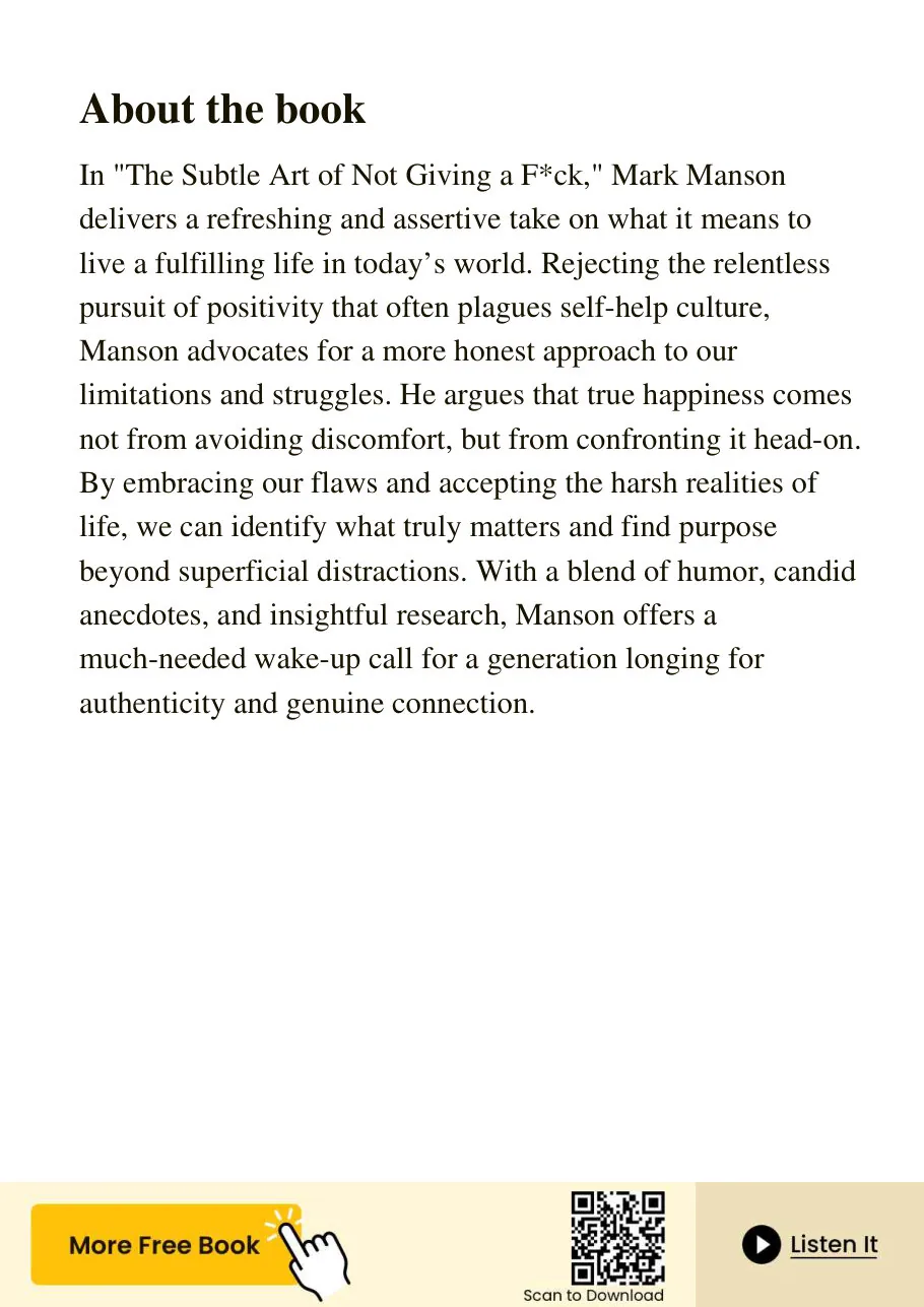 The Subtle Art of Not Giving a F*ck: A Counterintuitive Approach to Living a Good Life by Mark Manson preview 3