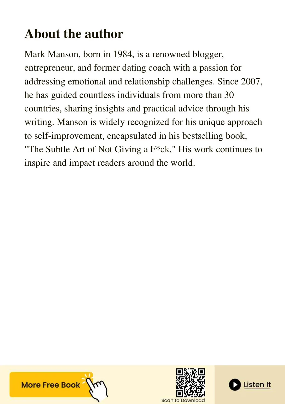 The Subtle Art of Not Giving a F*ck: A Counterintuitive Approach to Living a Good Life by Mark Manson preview 4